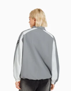 BERSHKA Blouson bandes contrastes Marine Sale