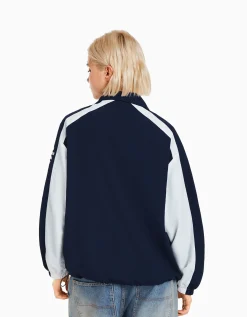 BERSHKA Blouson bandes contrastes Marine Discount