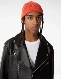 BERSHKA Blouson biker similicuir Noir Best