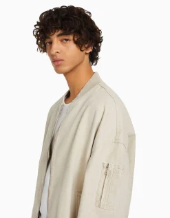 BERSHKA Blouson bomber coton Bleu clair Shop