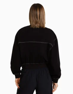 BERSHKA Blouson bomber denim fil contraste Blanc cassé Flash Sale