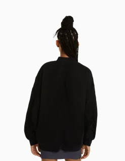 BERSHKA Blouson bomber gathering Noir Online