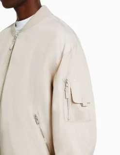 BERSHKA Blouson bomber léger Bleu turquoise Online