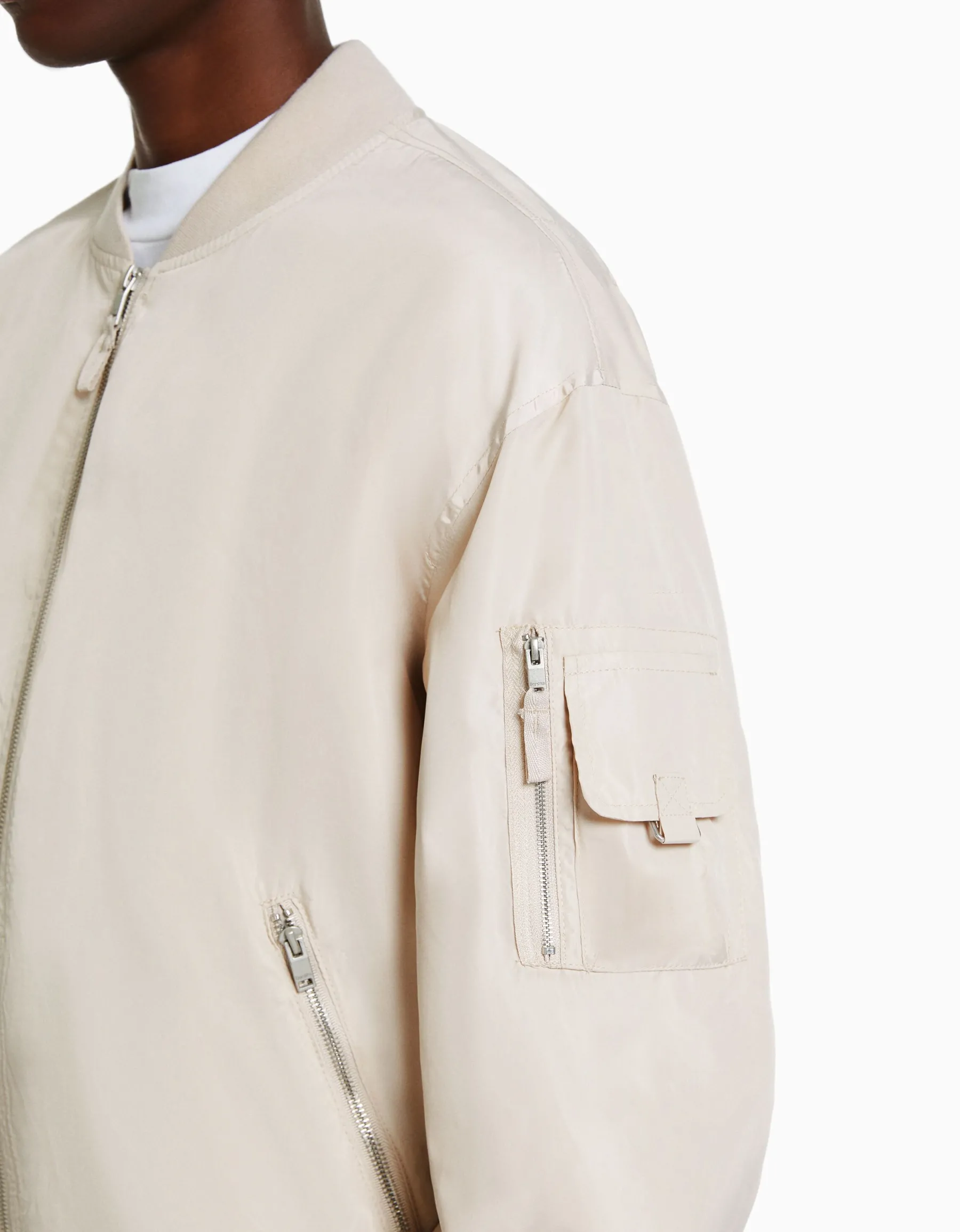 BERSHKA Blouson bomber léger Bleu turquoise Online