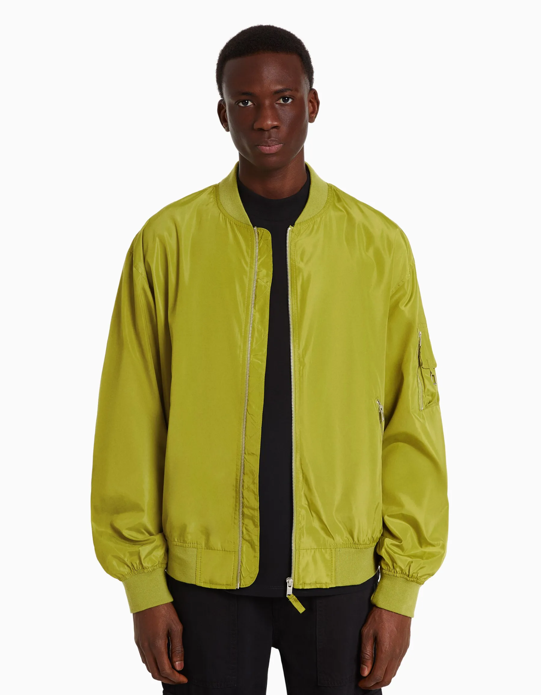 BERSHKA Blouson bomber léger Bleu turquoise Cheap