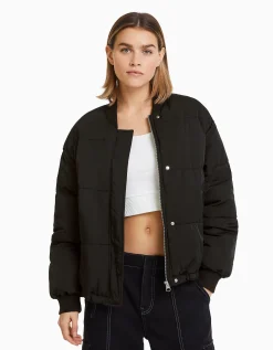 BERSHKA Blouson bomber matelassé Noir Fashion