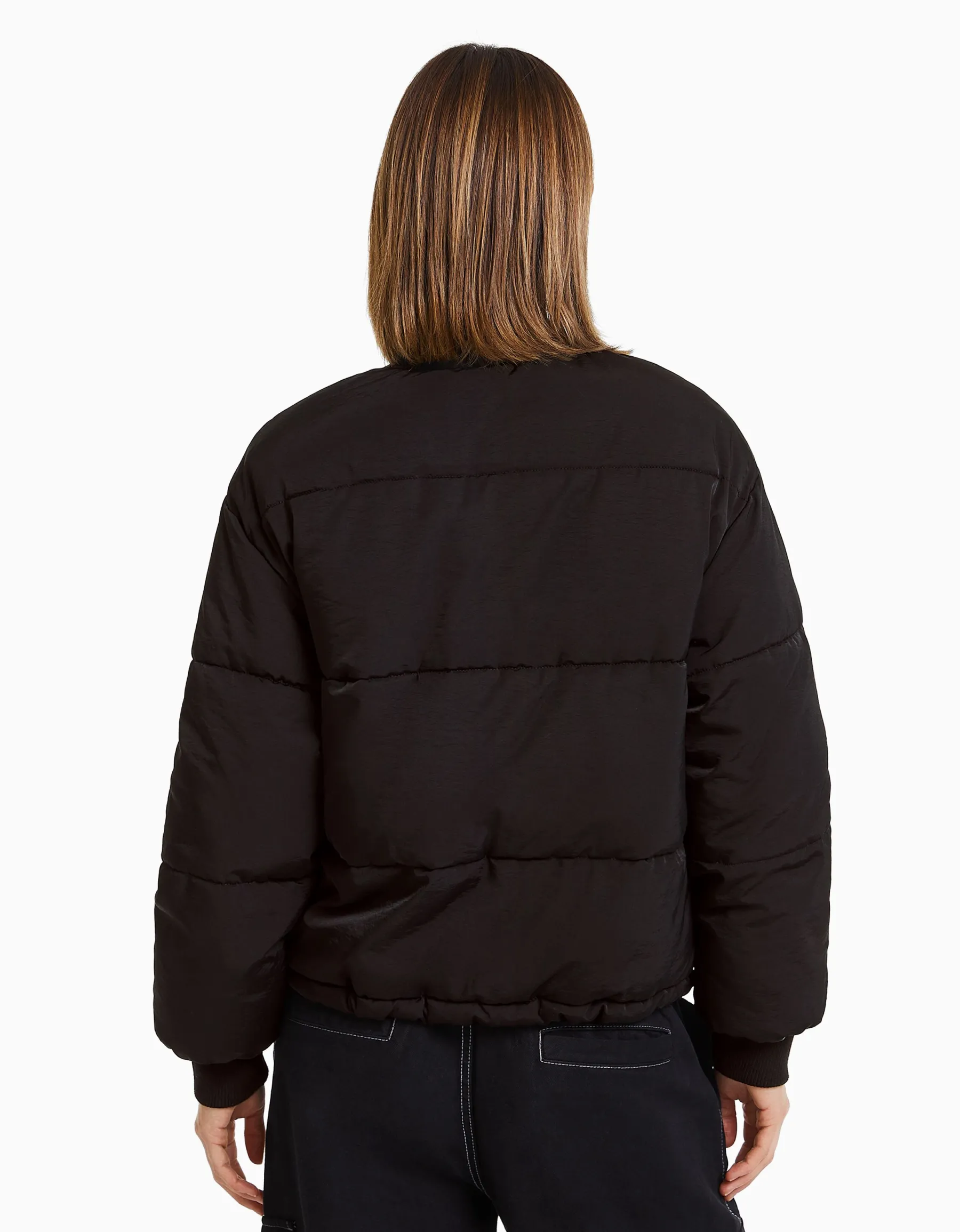 BERSHKA Blouson bomber matelassé Noir Fashion