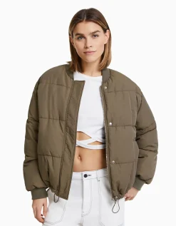 BERSHKA Blouson bomber matelassé Noir Outlet