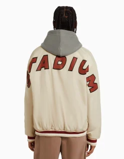 BERSHKA Blouson bomber matelassé imprimé Vert Outlet