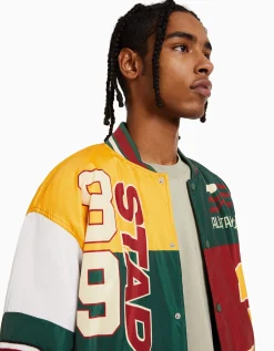 BERSHKA Blouson bomber matelassé imprimé Vert Best Sale