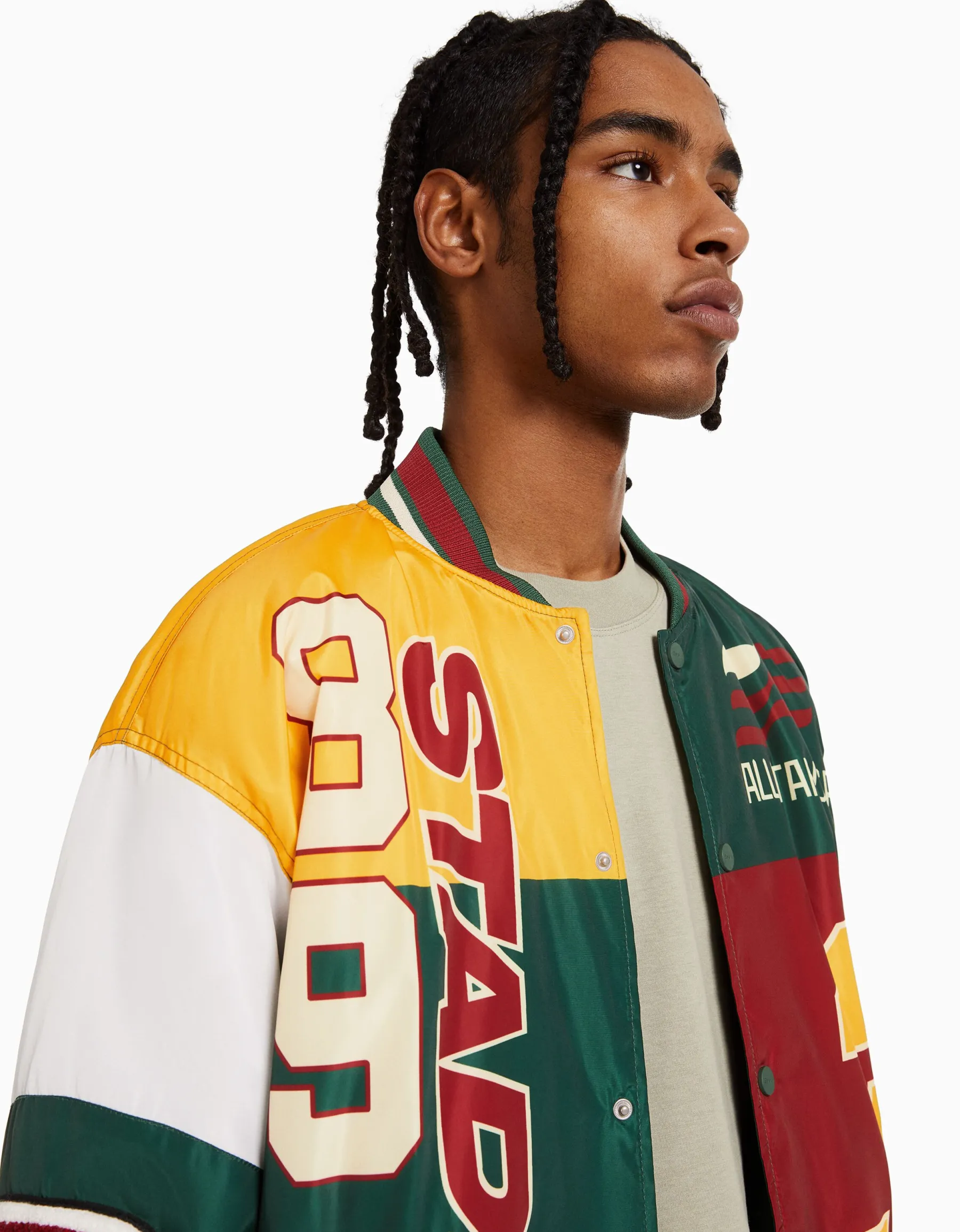 BERSHKA Blouson bomber matelassé imprimé Vert Best Sale