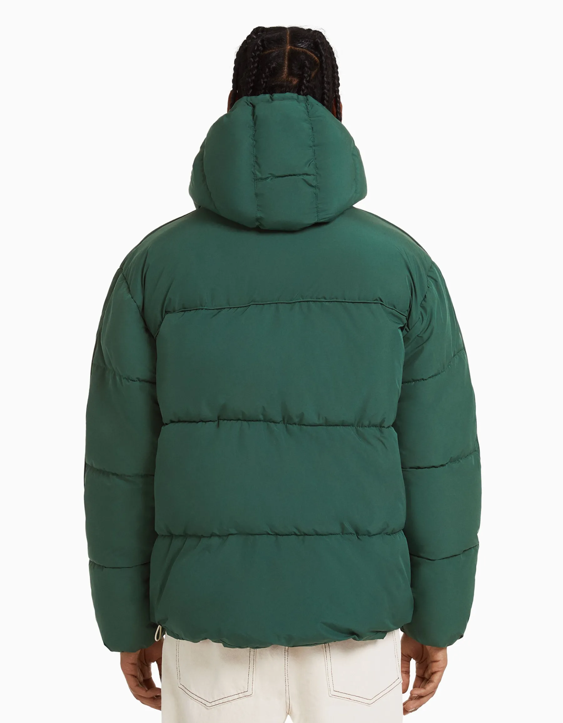 BERSHKA Blouson doudoune capuche Blanc Outlet