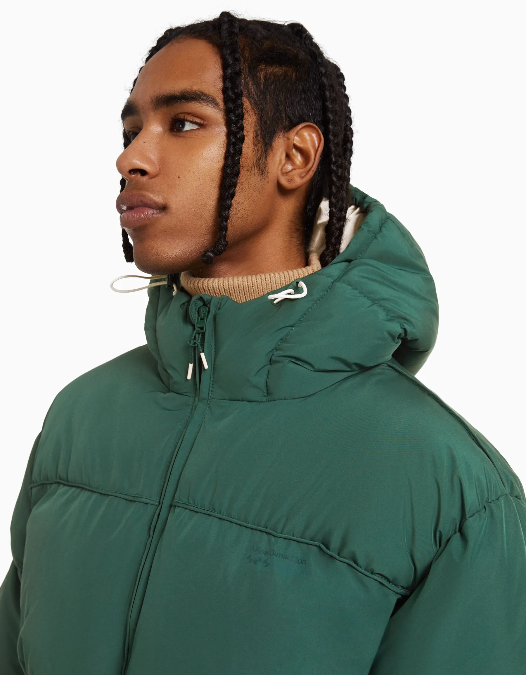 BERSHKA Blouson doudoune capuche Blanc Outlet