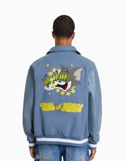 BERSHKA Blouson empiècements Tom & Jerry Bleu Fashion