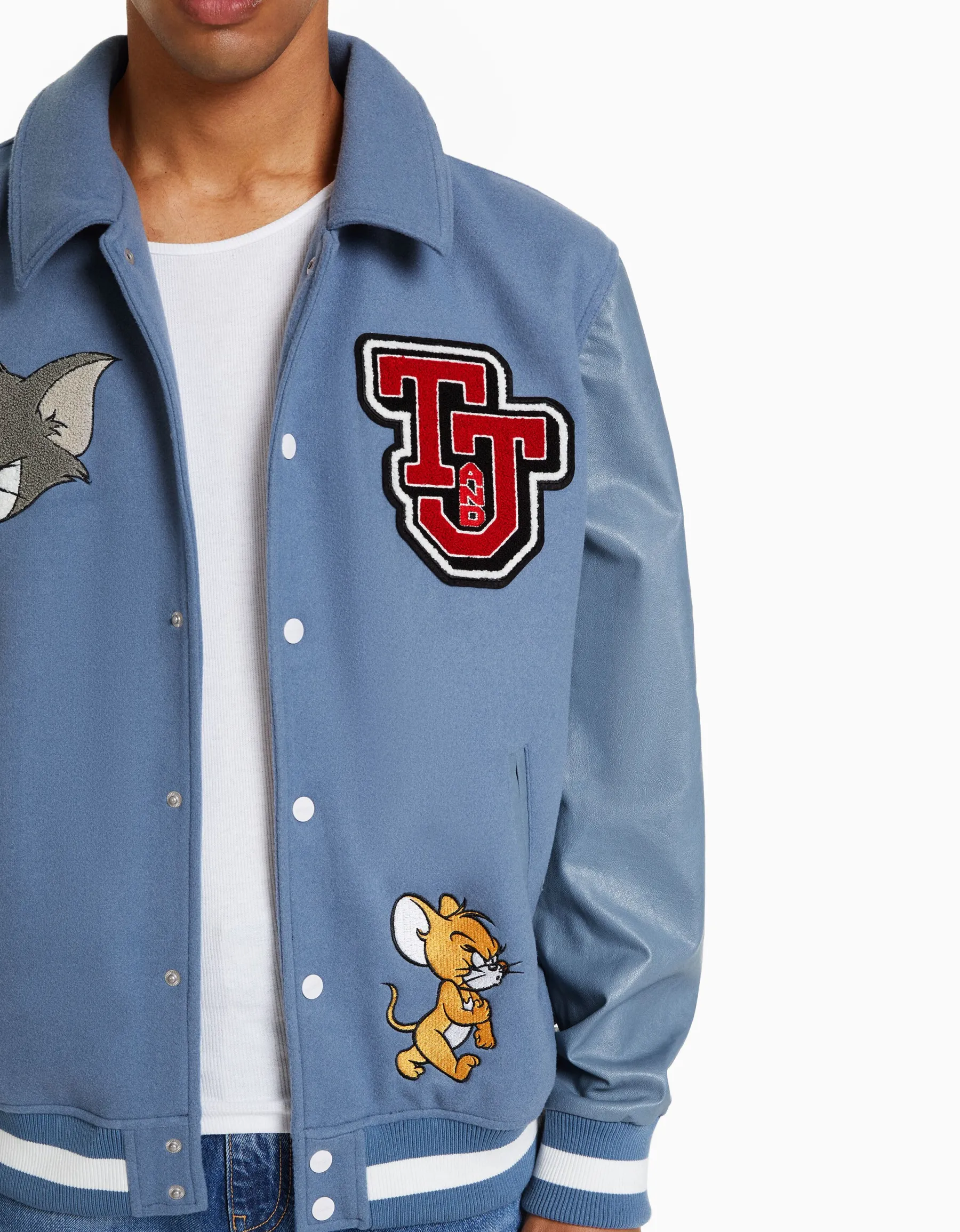 BERSHKA Blouson empiècements Tom & Jerry Bleu Fashion