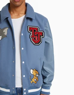 BERSHKA Blouson empiècements Tom & Jerry Bleu New