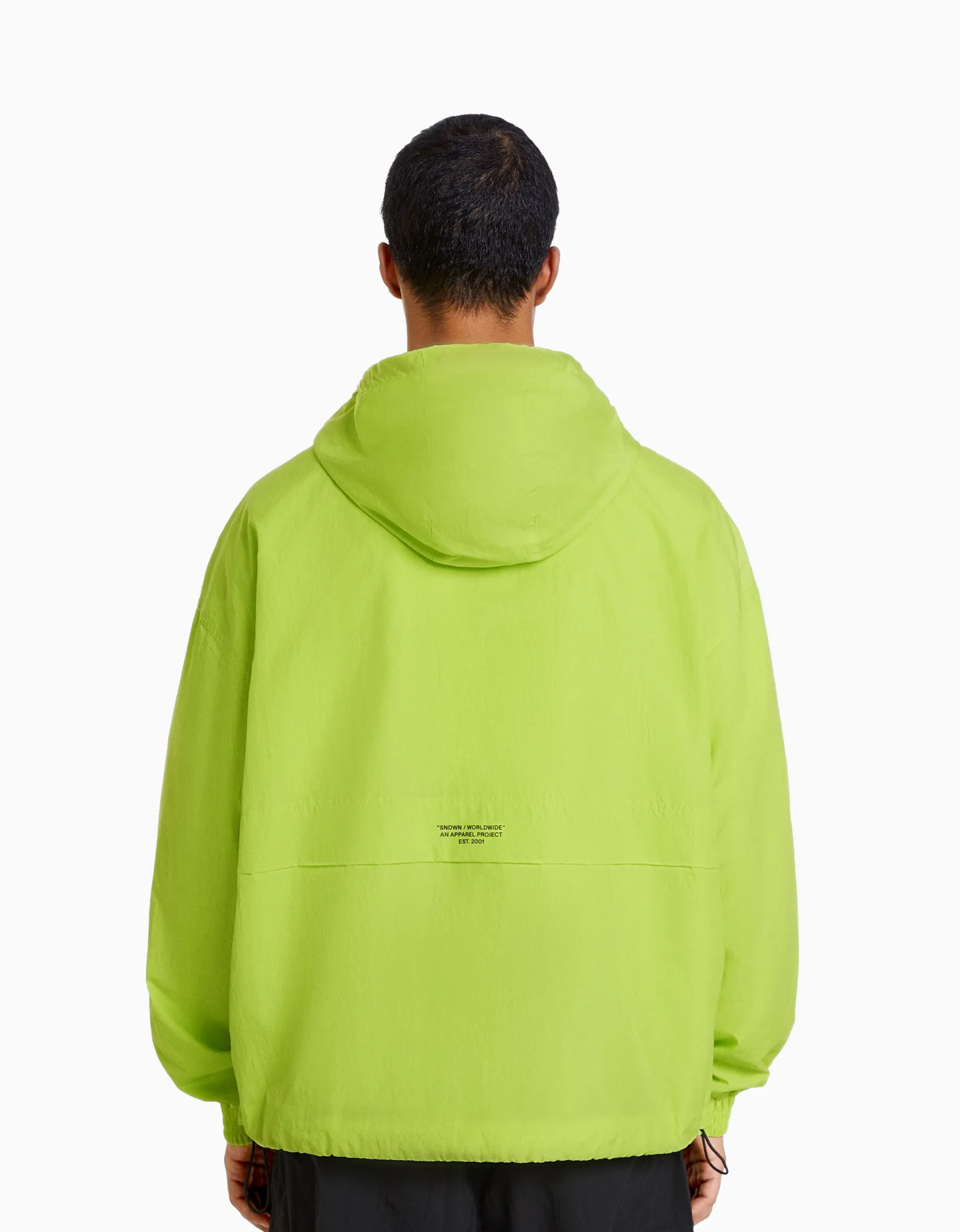 BERSHKA Blouson fin capuche effet nylon Lime Outlet