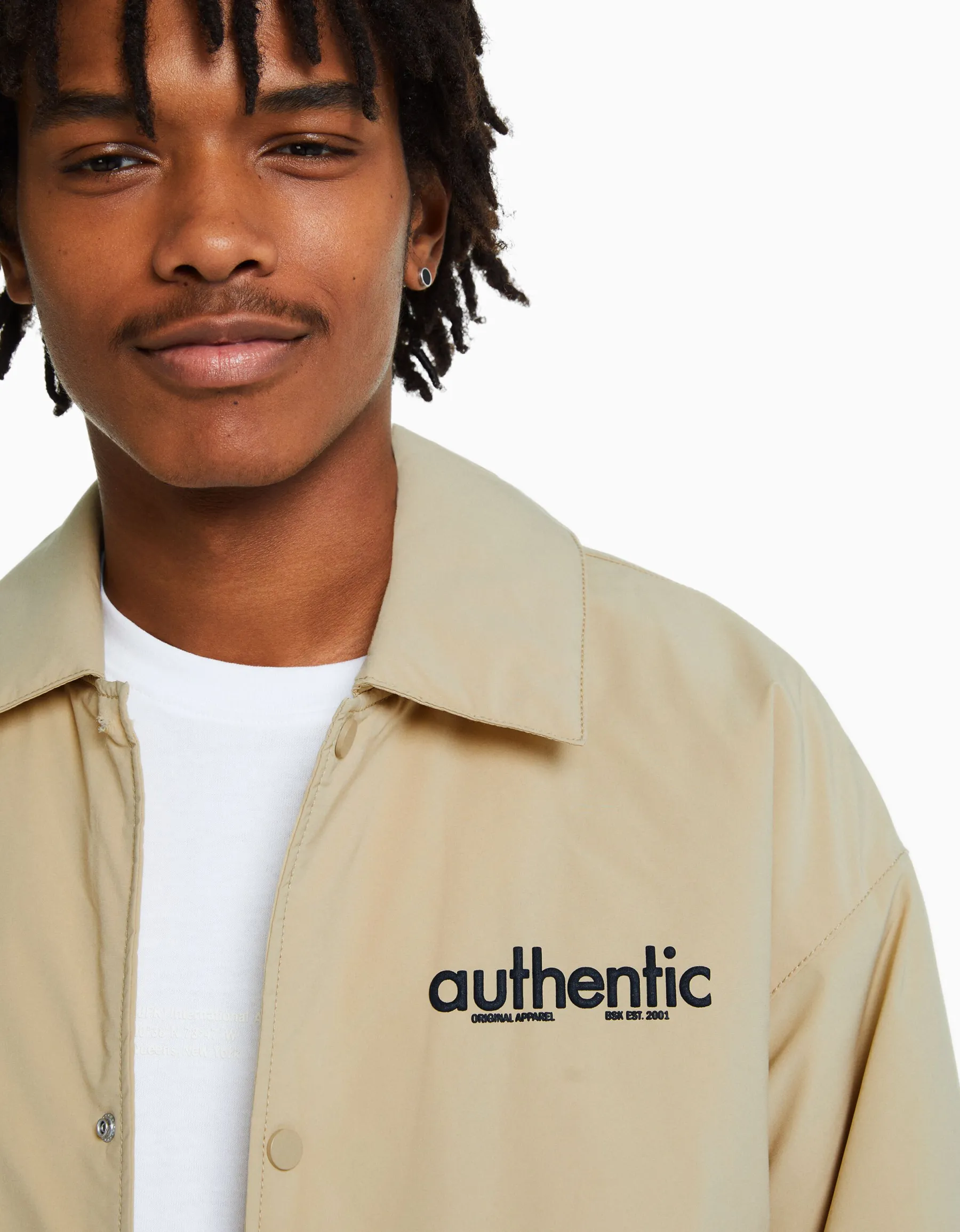 BERSHKA Blouson imprimé dos Camel Online