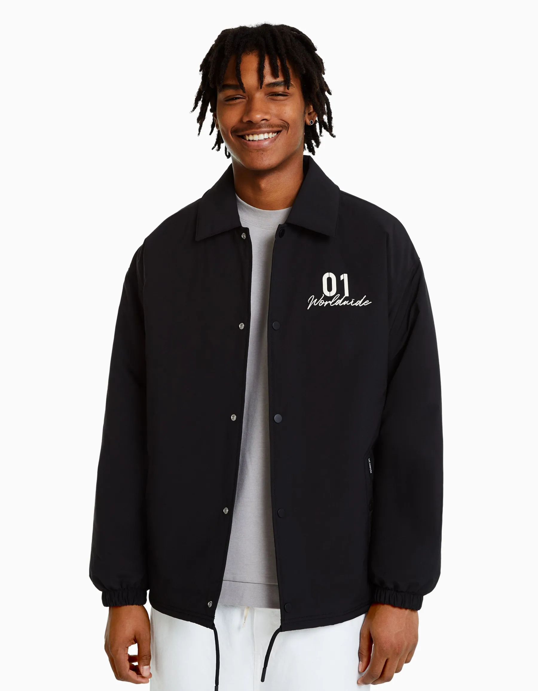 BERSHKA Blouson imprimé dos Camel Online