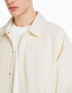 BERSHKA Blouson léger effet nylon Marine New