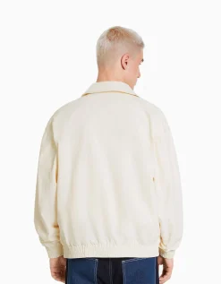 BERSHKA Blouson léger effet nylon Marine Clearance