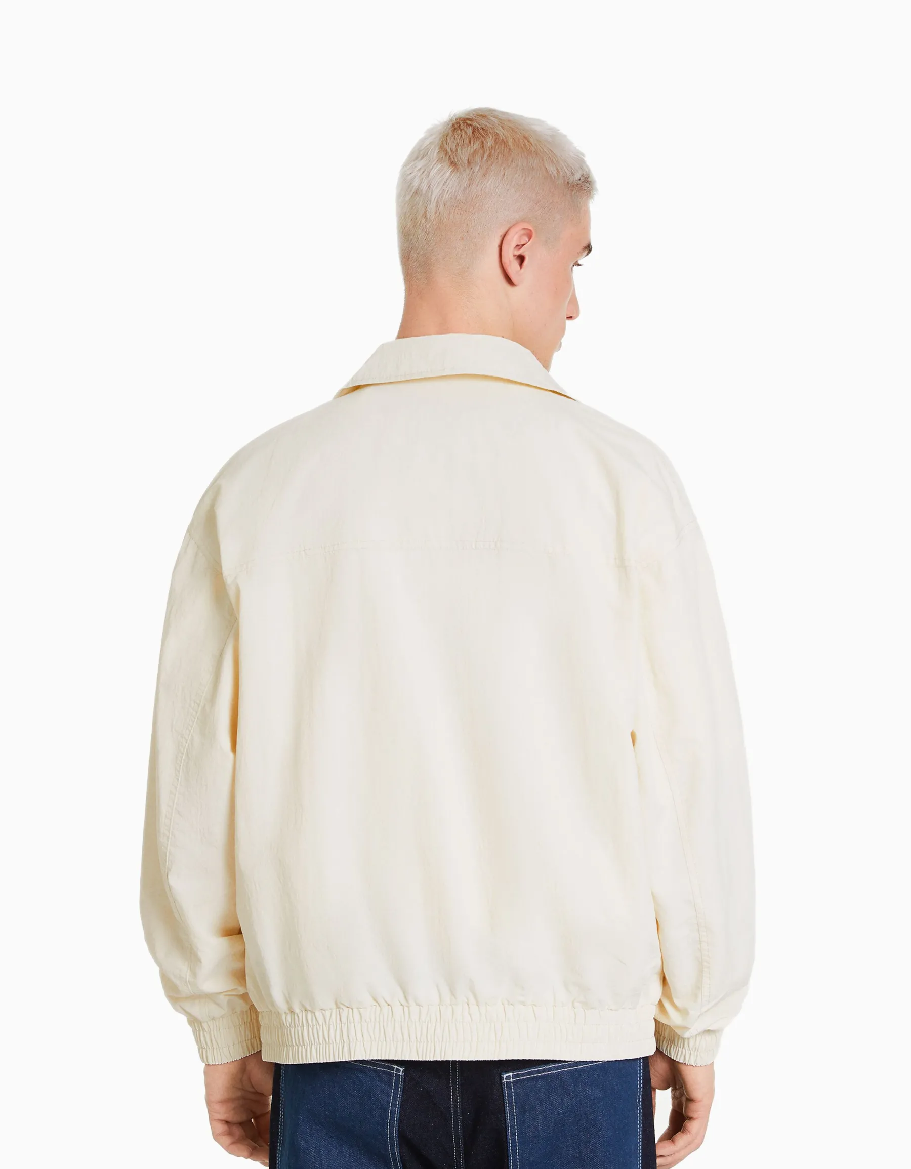BERSHKA Blouson léger effet nylon Marine Clearance