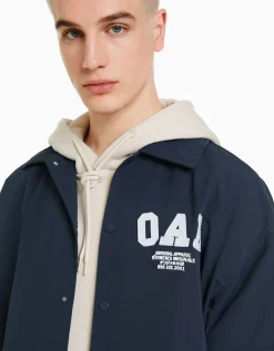 BERSHKA Blouson léger effet nylon Marine Sale