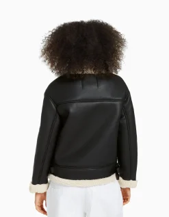 BERSHKA Blouson long double face similicuir Noir Online