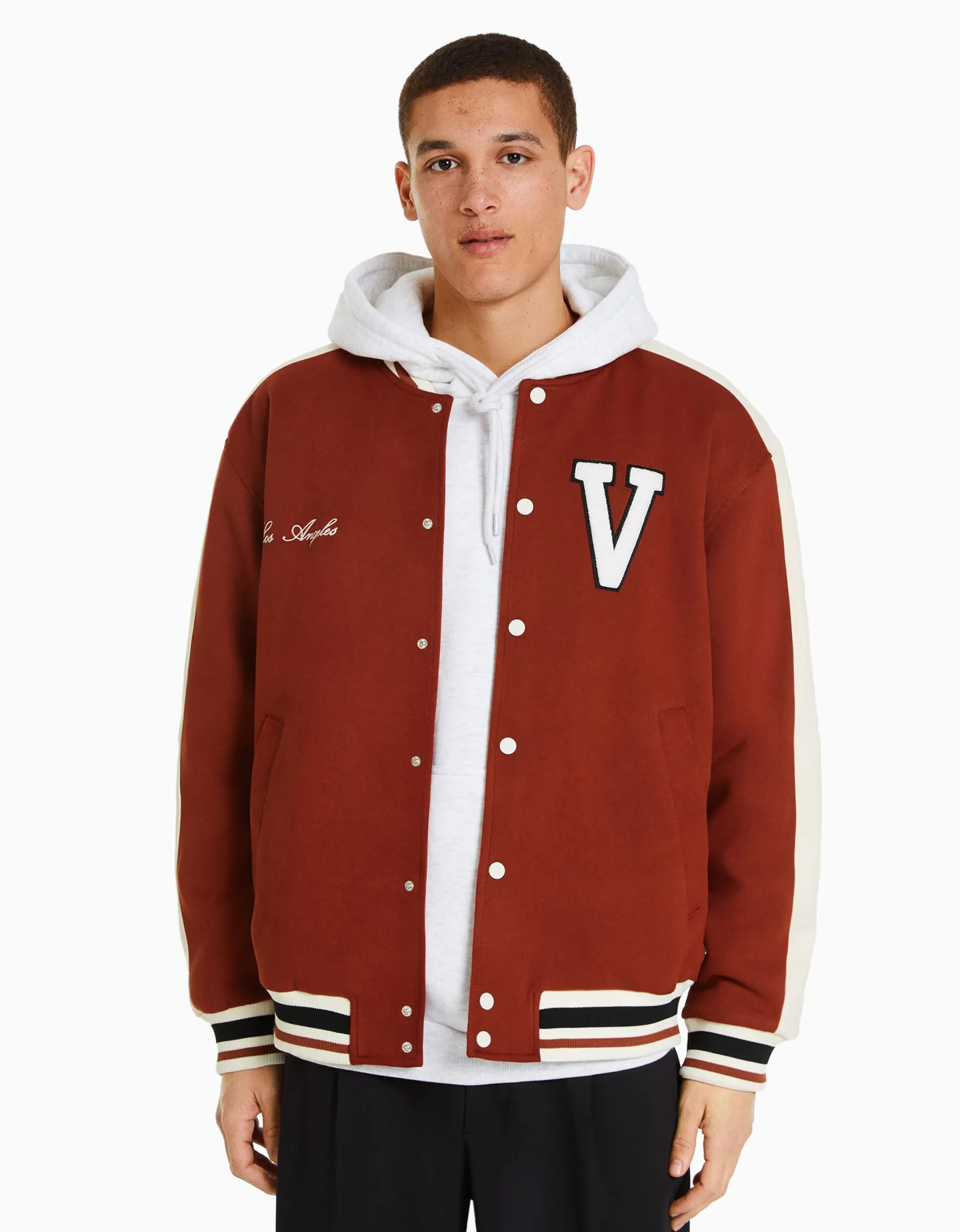 BERSHKA Blouson suédine empiècement Noir Sale