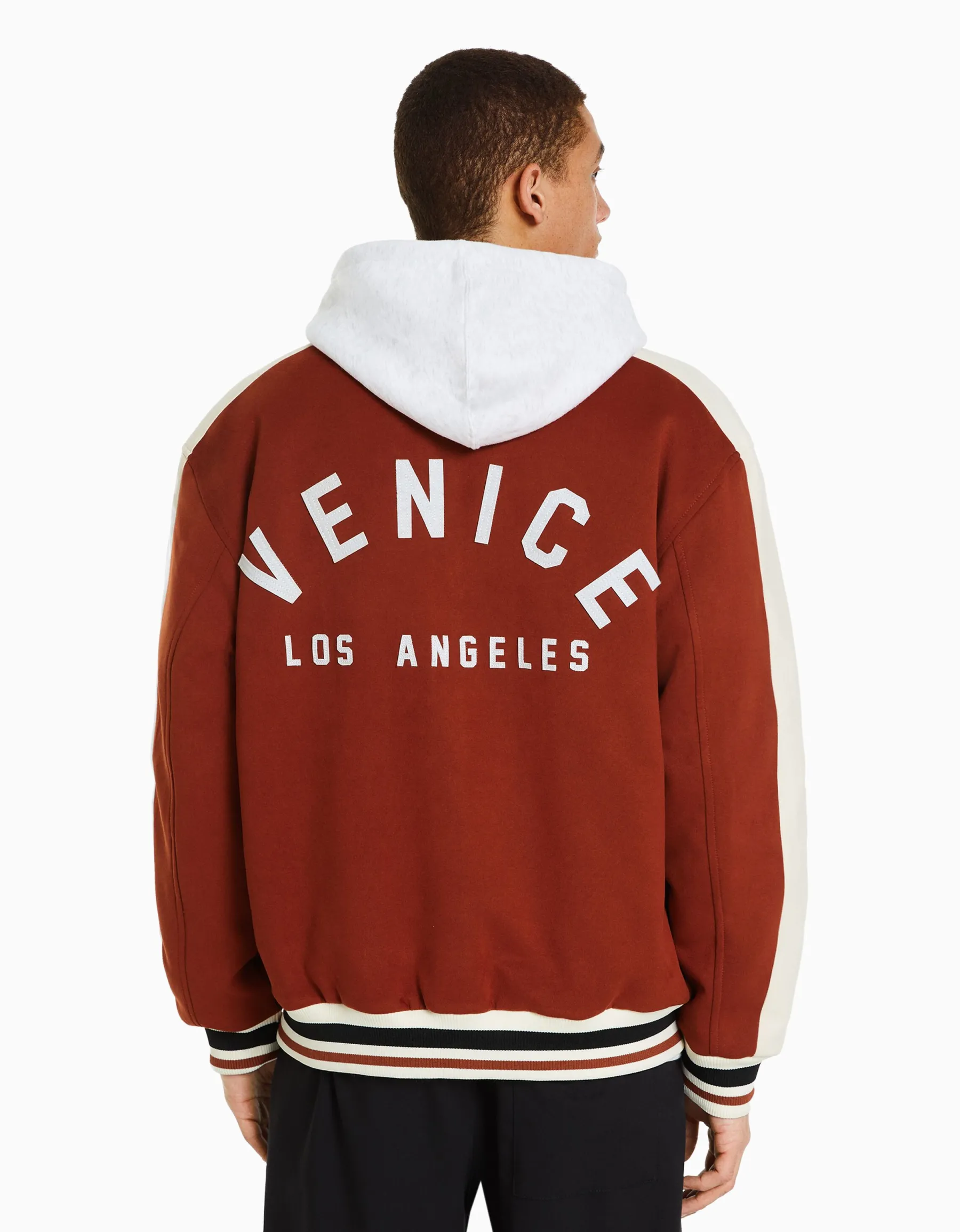 BERSHKA Blouson suédine empiècement Noir Sale