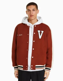 BERSHKA Blouson suédine empiècement Orange foncé Flash Sale