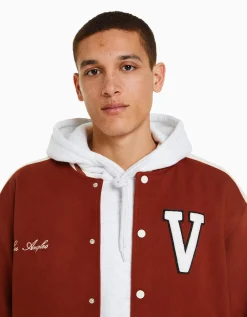 BERSHKA Blouson suédine empiècement Orange foncé Flash Sale