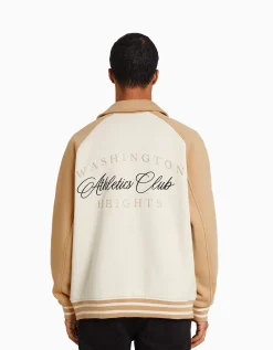 BERSHKA Blouson tissu contraste Camel Store