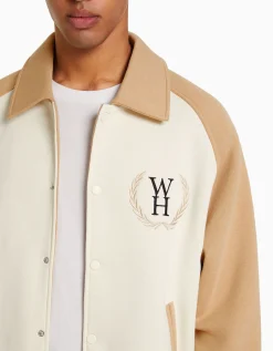 BERSHKA Blouson tissu contraste Camel Store