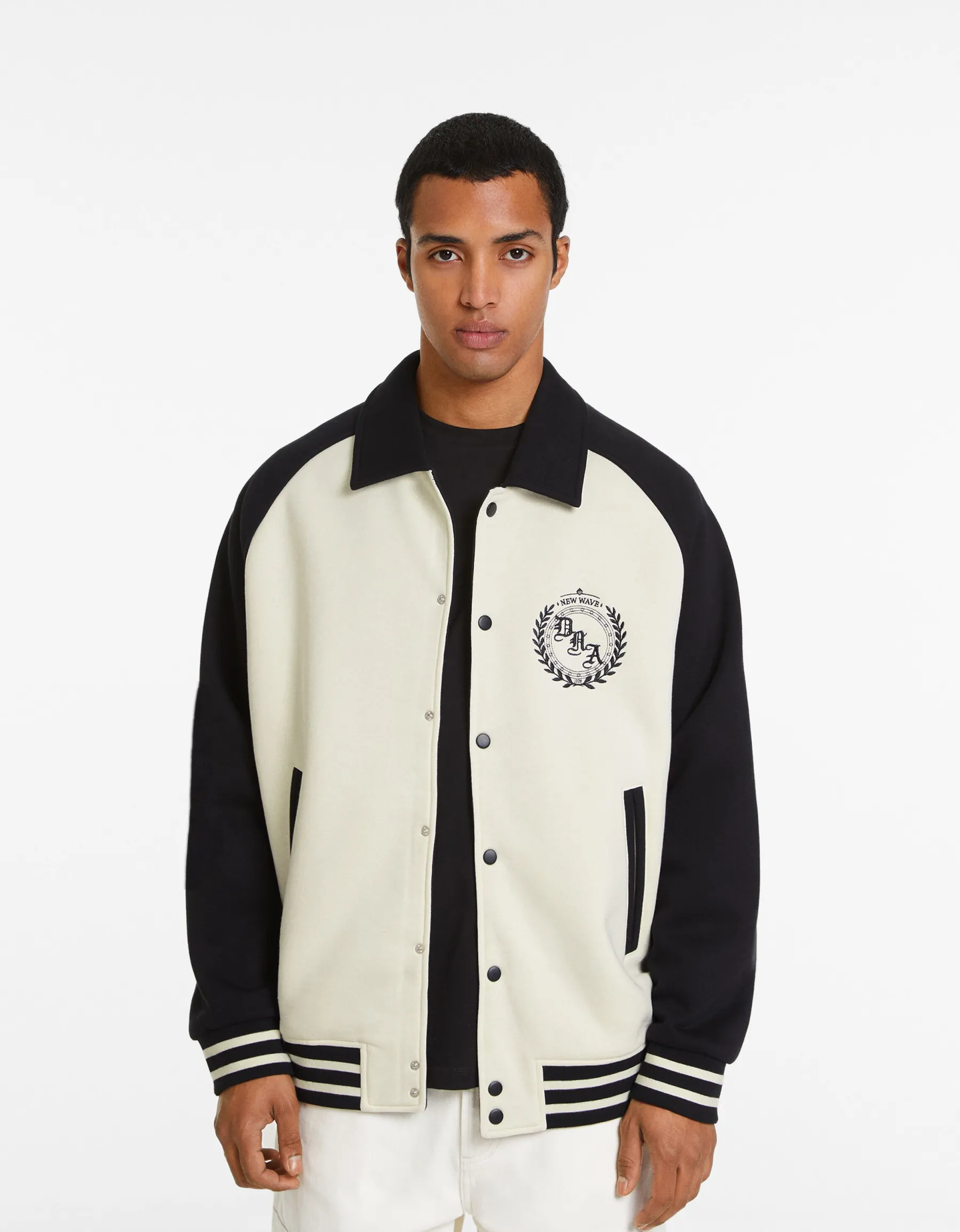 BERSHKA Blouson tissu contraste Camel Fashion