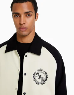 BERSHKA Blouson tissu contraste Camel Shop