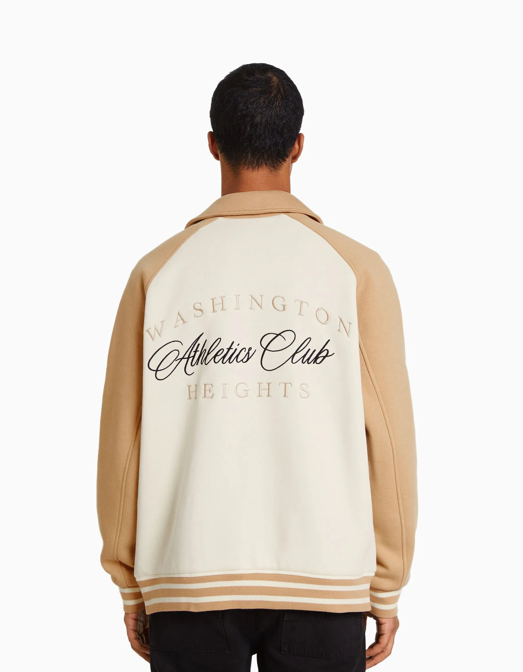BERSHKA Blouson tissu contraste Camel Online