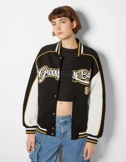 BERSHKA Blouson varsity Noir Store