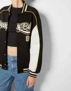 BERSHKA Blouson varsity Noir Store