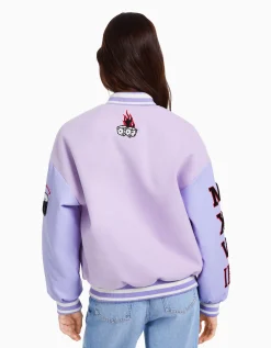 BERSHKA Blouson varsity Violet Clearance