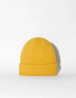 BERSHKA Bonnet bord-côte Jaune Fashion