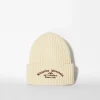 BERSHKA Bonnet brodé bord-côte Écru New