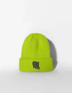 BERSHKA Bonnet broderie funny Lime Flash Sale