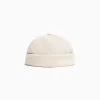 BERSHKA Bonnet court bord-côte Écru Discount