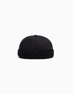 BERSHKA Bonnet court bord-côte Noir Best Sale