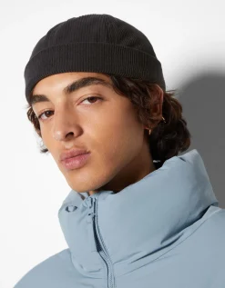 BERSHKA Bonnet court velours côtelé Sable Hot