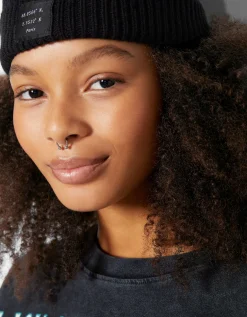 BERSHKA Bonnet maille Noir Shop