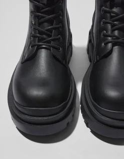 BERSHKA Bottes à lacets avec boucles homme Noir Shop