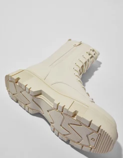BERSHKA Bottes à lacets semelle crantée homme Écru Shop