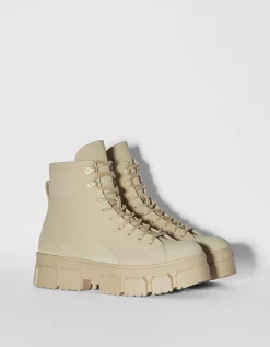 BERSHKA Bottes à lacets semelle crantée homme Sable Best Sale
